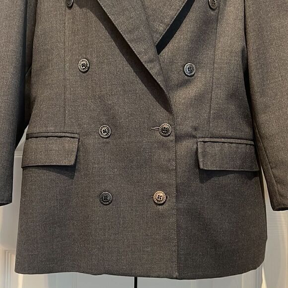 Vintage TC Petites 100% Virgin Wool Grey Blazer Size 8P - Picture 4 of 16